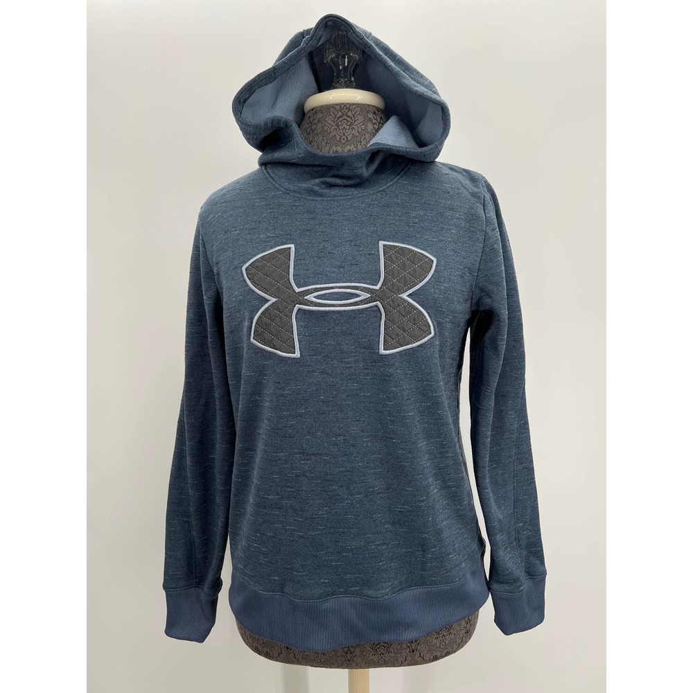 Women's Under Armour loose coldgear heather blue big logo hoodie size small